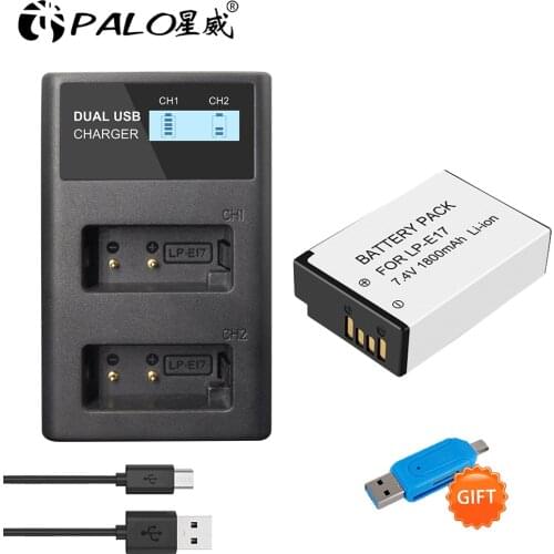 PALO LPE17 LP E17 LP-E17 lpe17 Camera Battery + LCD USB Charger For Canon EOS 200D M3 M6 750D 760D T6i T6s 800D 8000D Kiss X8i