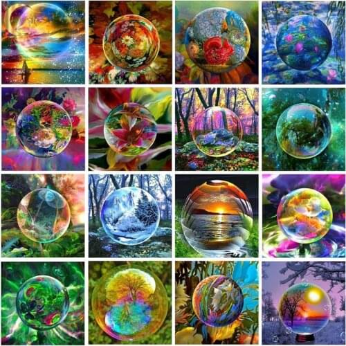 5D DIY Diamond Painting Full Square Drill Landscape Diamond Embroidery Glass Ball Rhinestone Pictures Home Decoration Art