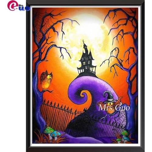 5d Diy Diamond Painting Halloween Landscape Cross Stitch Diamond Embroidery Cartoon Mosaic Handmade Home Decor Gift Needlework