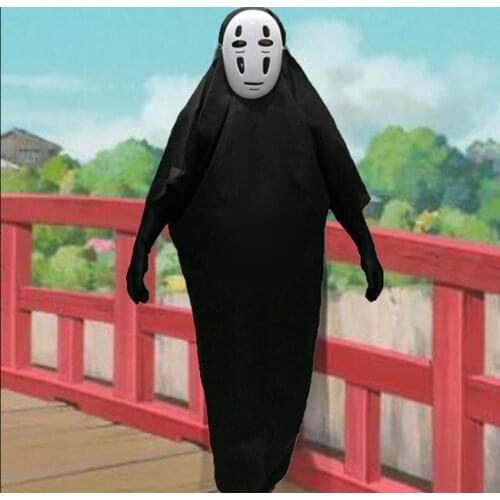 Anime Cosplay No Face Man Costume Movie Spirited Away Costume Full Set Halloween Party Carnival Costume Robe+Mask+Gloves