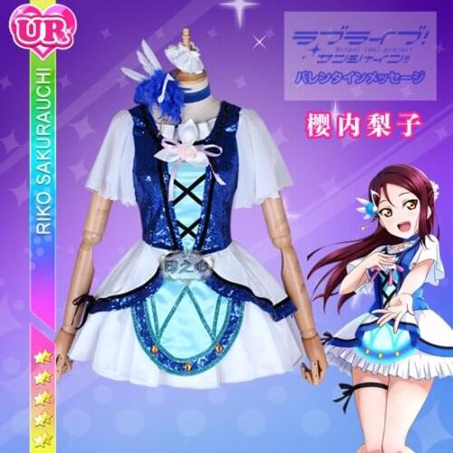 Anime LoveLive!Sunshine! Sakurauchi Riko Cosplay Costume Water Blue New World Uniform Dress Party Role Play Clothing Custom-Make