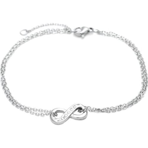 Fashion Stainless Steel Chain Bracelets Cubic Zirconia Infinity Gold Bracelet For Women Jewelry Gifts 20cm Long, 1 PC