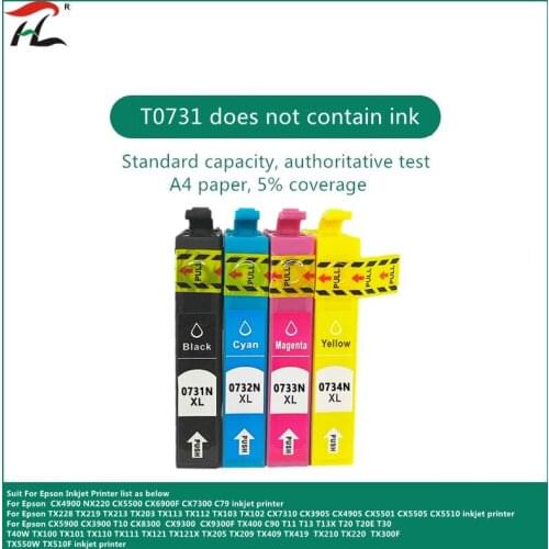 T0731 Printer Ink Cartridge for Epson 73 T0731N 73N Cartridges T30 TX203 TX510F TX210 CX5900 T40W TX205 TX209 TX409 Kit