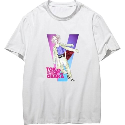 Anime Cosplay Tee Oversize T-shirt Tokyo Revengers Unisex Solid Crewneck Sweet Streetwear Loose Shirt Casual 4XL Summer Top 2021