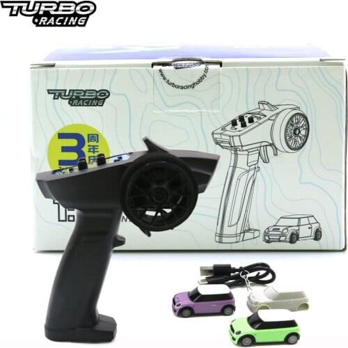 Turbo Racing 2pcs 1:76 RC Car And 2.4GHZ Remont Controller Electric Race RTR Experience RC Patent Car Children Toys Gift