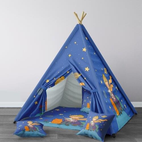 Play Tent for Kids Wigwam Portable Indoor Playground Tents Children Bedrooms Dark Blue Boy Fox Sheep Model 255