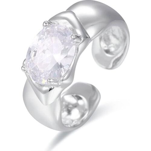 S925 Sterling Silver Irregular Ring Female Big Marquise CZ Stone Wedding Finger Ring for Woman Girl Band Ring