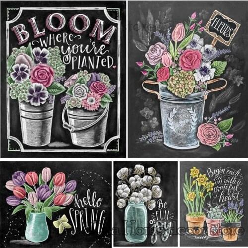 Round/square 5D floral letters embroidery pattern Blackboard newspaper resin mosaic diy diamond painting 3d cross stitch kits