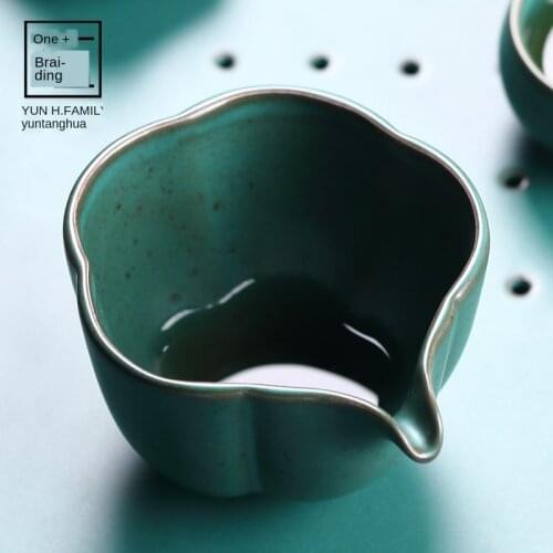 Japanese Style Stoneware Pitcher Ceramic Kung Fu Tea Set Tea Sea Tea Ware Public Cup Malachite Green Ru White Pitcher Mesh ToTea