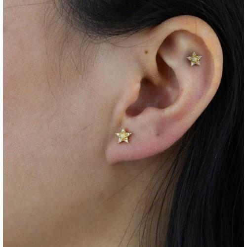 New Arrival 100% 925 Sterling Silver Opal Star Stud Earrings for Women Girls Statement CZ Zircon Star Earrings Party Jewelry