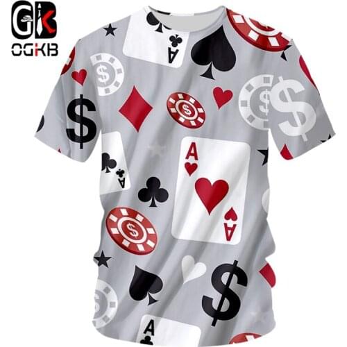 OGKB T Shirts Hombre New O Neck 3D Tshirt Print Poker Funny 6XL Habiliment Unisex Summer Tee Shirt Drop Ship
