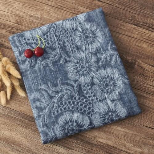 Organic ramie fabric Embroidered cotton thread tissus Dirty dyeing process Fashion dress skirt shawl fabrics