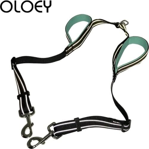 Original Double Collars Retractable Reflective Dog Leash Walking Running Easy Gripping Pulling Dog Lead Leash for 2 Dogs