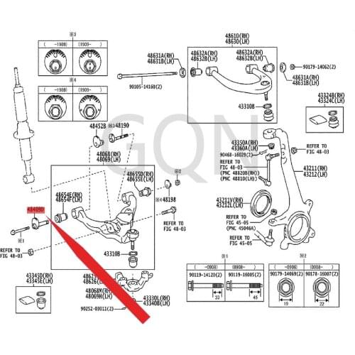 Front suspension toe adjustment cam sub-assembly 2007-Toy ota FJC RUI SER HIL UXS URF TAC OMA LAN DCR UIS ERP RA DO screw