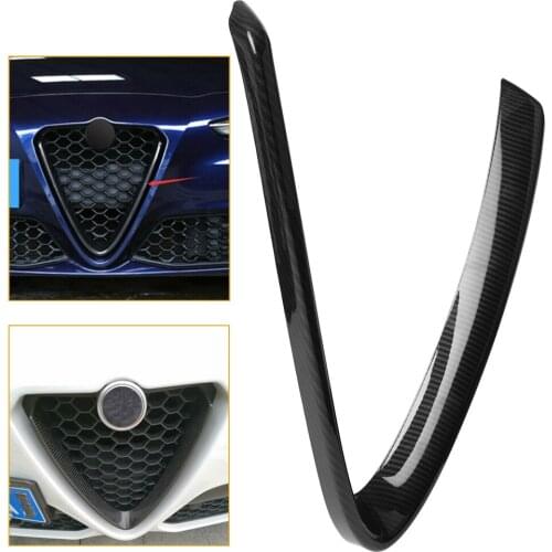 Car Front Grille Trims Grill V Shape Cover Decorate Shell Trim For Alfa Romeo Stelvio 2017 2018 ABS Plastic Carbon Fiber Stylin