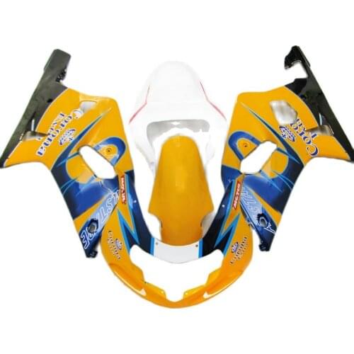 Platic Fairings for SUZUKI GSXR 600 750 2004 2005, Yellow White Blue fairing kit GSXR600 GSXR750 04 05 PL236
