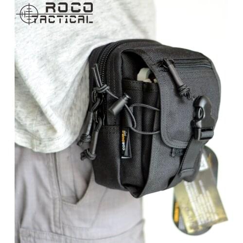 ROCOTACTICAL M1 Molle Tactical Waist Bags Multifunctional Army Compat Waist Packs 5.5" Molle Phone Bags Cordura Nylon Black/TAN