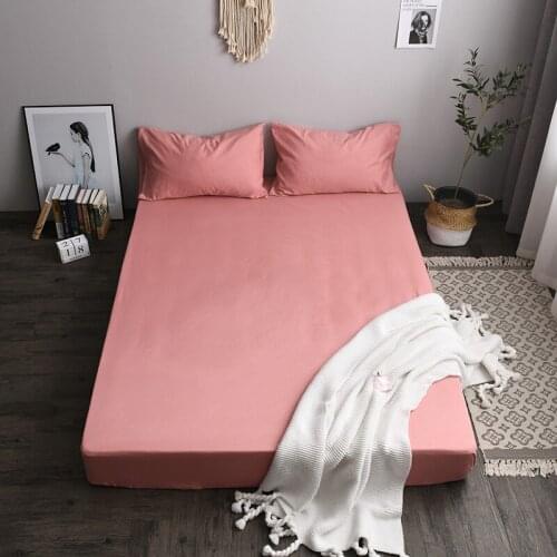 1pcs 100%Polyester Solid color black/white/gray Fitted Sheet Mattress Cover Four Corners With Elastic Band Bed Sheet