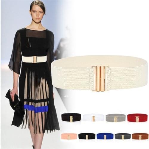Lady Wide Belts 2021 Women Elegant Belts Retro Wide Elastic Belt Fashion Buckle Waist Dress Stretch Belts Cinturones Para Mujer