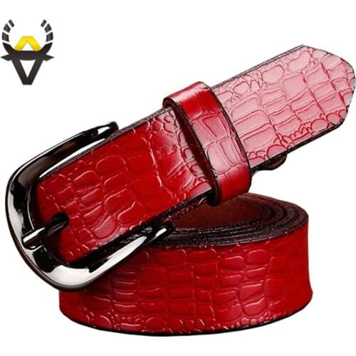 Fashion Genuine leather Belts for women Crocodile design Pin buckle belt woman Quality cow skin waist strap female width 2.8 cm