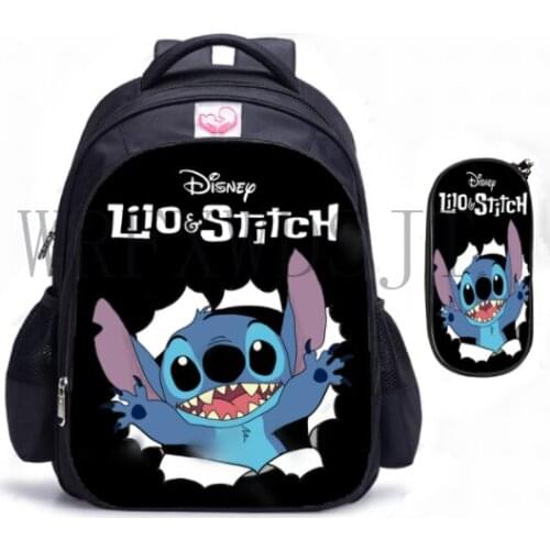 Backpack 2pcs Set Cartoon Stitch Primary School Bag For Boys Girls With Pen bag Kindergarten Mochila Kids Gifts