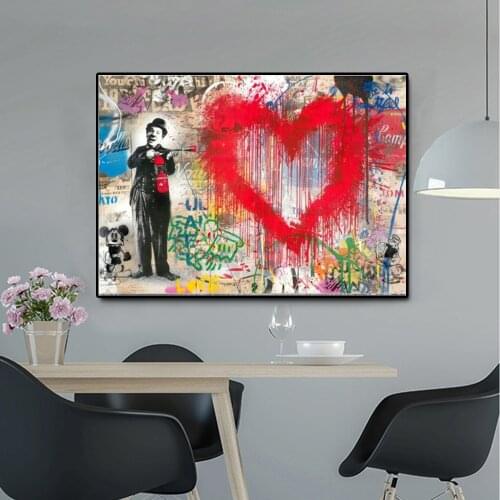 Modern Graffiti Art Canvas Painting "Boy with Love" Posters and Prints Wall Art Picture for Living Room Home Cuadros Decoration