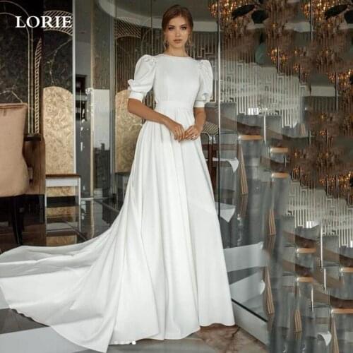 Lorie Simpl Wedding Dresses Short Lantern sleeve Bride Dresses Vestido de novia Boho Elegant Wedding Gown For Women Custom Made
