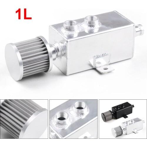 1L Universal Aluminum Oil Catch Can Tank Fuel Tank With Breather & Filter Drain
