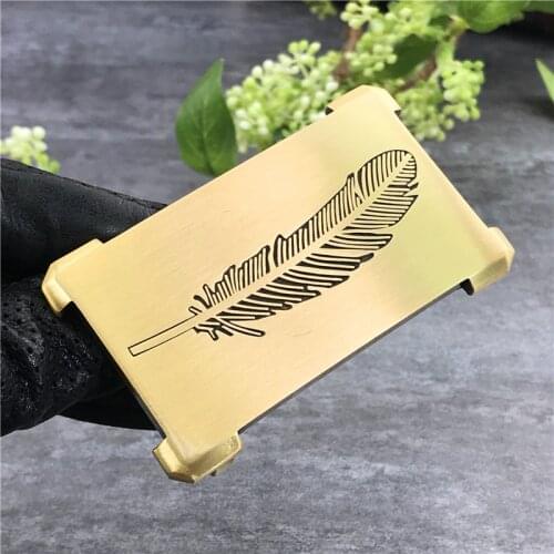 Luxury Feather Solid Brass Belt Buckles For Men Belt Waist Buckle For Belt DIY Accessories Leather Craft Men Buckle Belt BK0116
