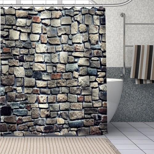 Custom stone wall Shower Curtains DIY Bathroom Curtain Fabric Washable Polyester for Bathtub Art Decor Drop Shipping