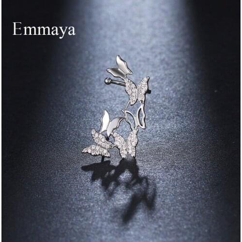 Emmaya Fashion Statement Butterflies Dancing Appearance White Gold Earring For Female Distinctive Jewelry Banquet Gorgeous Gift