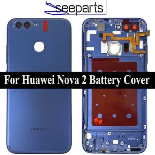 100% Original Back Housing Door For Huawei Nova 2 Rear Battery cover Replacement Nova2 Back Cover