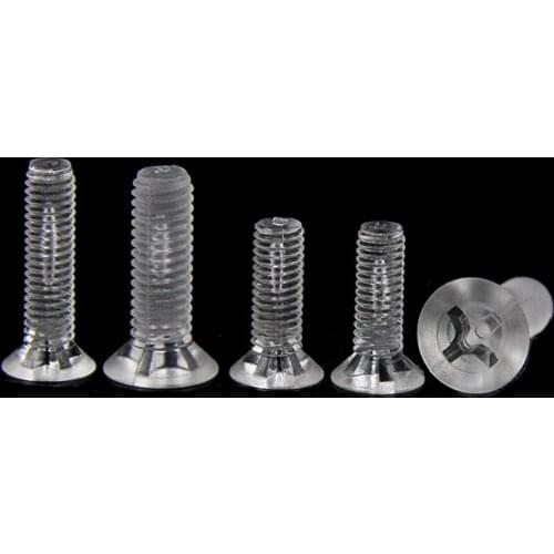 1000PCS M3*4/5/6/8/10/12/16/20/25MM Transparent Acrylic Flat Cross Recessed Countersunk Head Machine Screws clear Screw Fastner