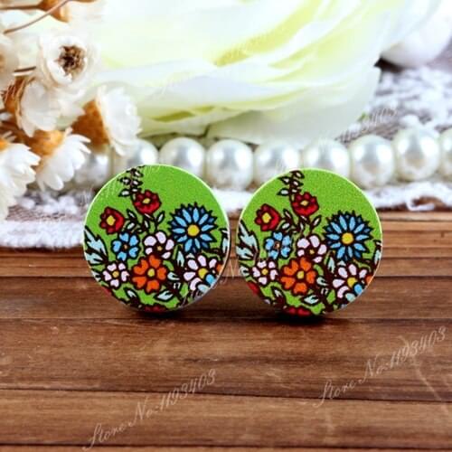 16mm Flowers Round High Quality Photo Wood Laser Cut Cabochon to make Rings, Earrings, Bobby pin,Necklaces, Bracelets