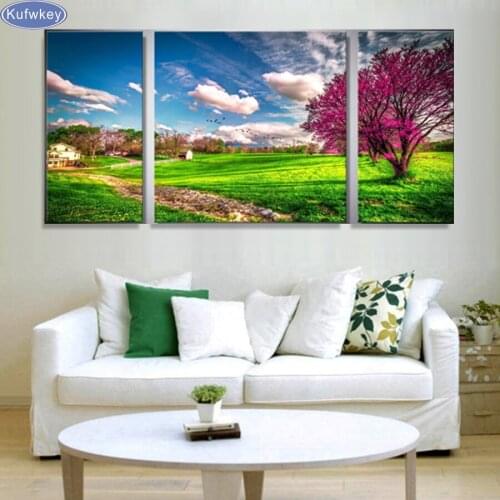 3pcs,Diamond embroidery Natural landscape diamond cross stitch square crystal unfinished decorative diy diamond painting