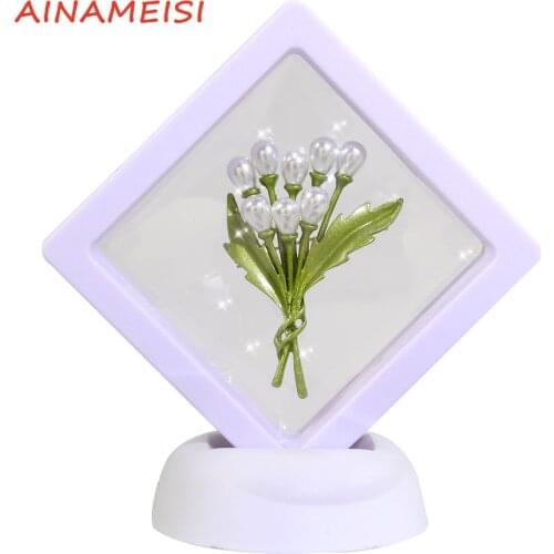 AINAMEISI New Boxed Green Female Designer Brooch Pearl Bouquet Wedding Brooch Brooch Gift