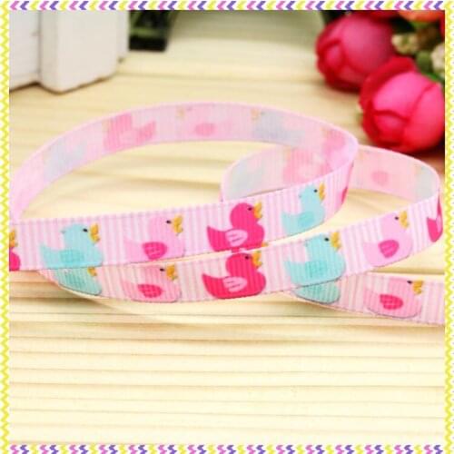 3/8'' Free shipping duck printed grosgrain ribbon hairbow headwear party decoration diy wholesale OEM 9mm P4766