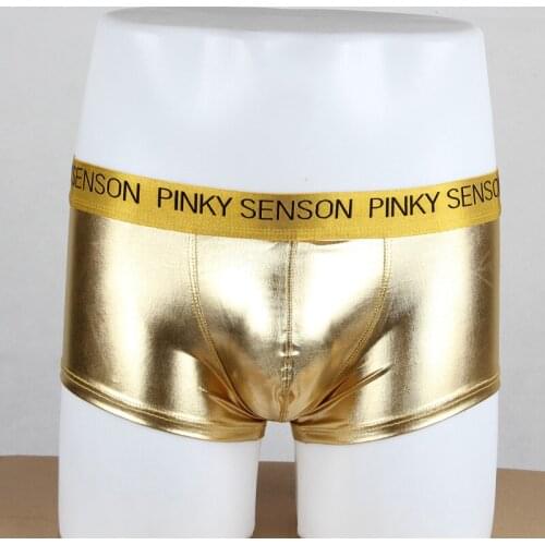 PINKY SENSON Men Clothes New Fashion Imitation Leather Bielizna Sexy Bokserki Mens Underwear Male Boxers PS511
