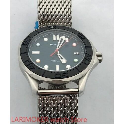 904L Stainless Steel Strap Bracelet Sapphire Glass Black Bezel Blue Dial Bezel Automatic Winding Waterproof 100M Mens Watch