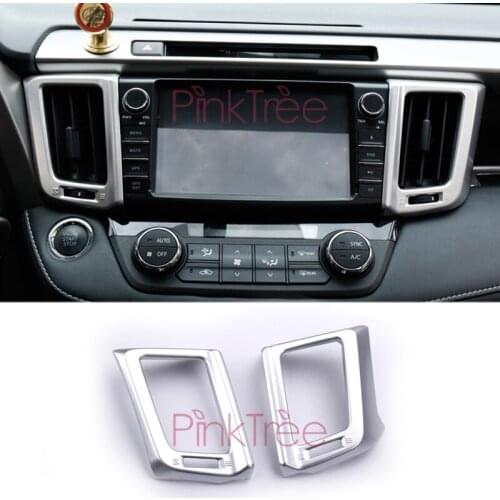 Centre Air Vent Trim Cover For Toyota RAV4 2016 2017 2018 Matt Silver Chrome Interior MouldingDecoration SUV Styling Accessory
