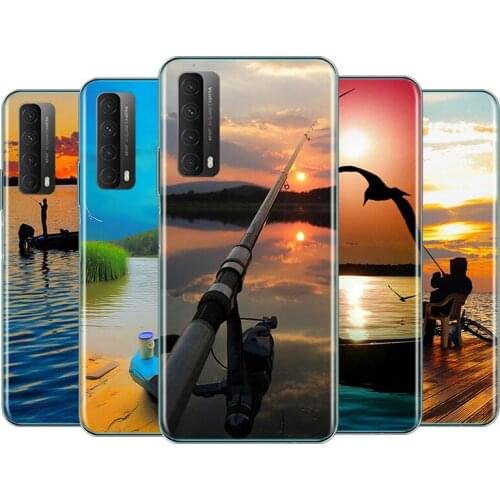 Fishing Lake Sunset Silicone Cover For Huawei Y7P Y5P Y9A Y8S Y9S Y6S Y9 Y7 Y6 Y5 Prime PRO Lite 2019 2018 2017 Phone Case