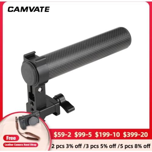 CAMVATE Top Handle Grip (Carbon Fiber Construction) With Quick Release NATO Clamp & Shoe Mount For DSLR Camera Cage Kit C2360
