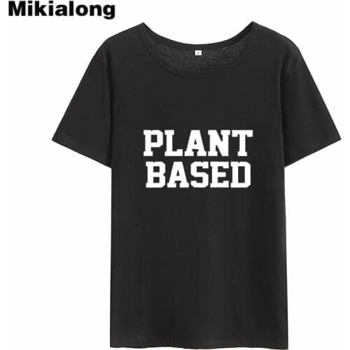 Mikialong Plant Based Harajuku T Shirt Women Top 2018 Summer Short Sleeve Loose Tee Shirt Femme Black White Tumblr Tshirt Women