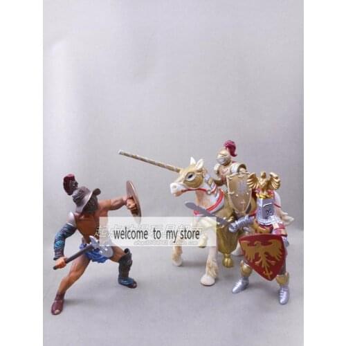 Simulation pvc figure 1:18 Medieval Knights Royal Knights Gladiator 3.75 inches model gift 3pcs/set