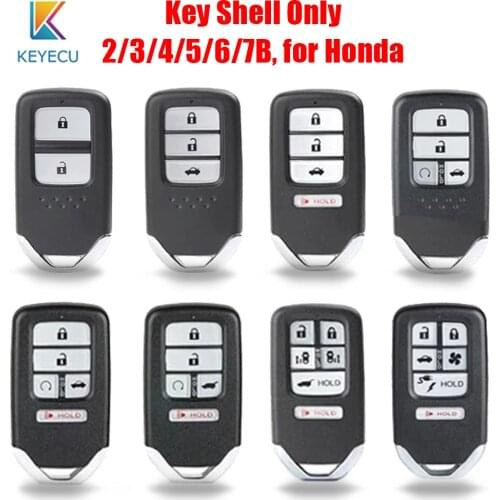 Keyecu 2/3/4/5/6/7 Buttons Car Key Case Shell Remote Fob Cover For Honda Accord Civic CRZ XRV CRV FIT HR-V Pilot