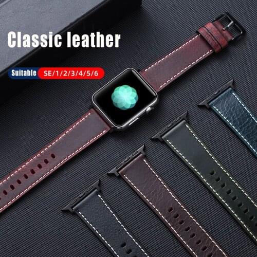 Leather strap For Apple watch band 44mm 40mm iWatch band 38mm 42mm Genuine leather watchband bracelet Apple watch 6 5 4 3 se 44