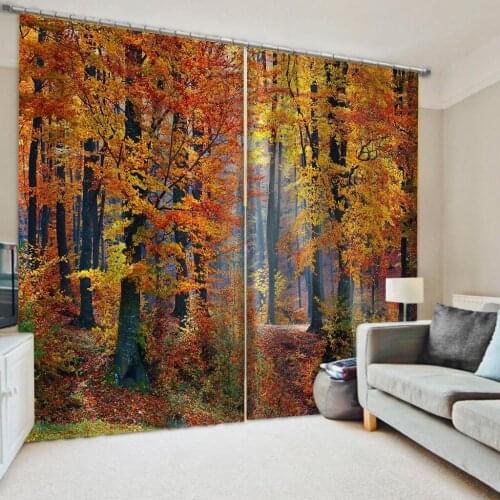 Beautiful Photo Fashion Customized 3D Curtains auturn forest curtains 3D Window Curtains For Living Room Bedroom