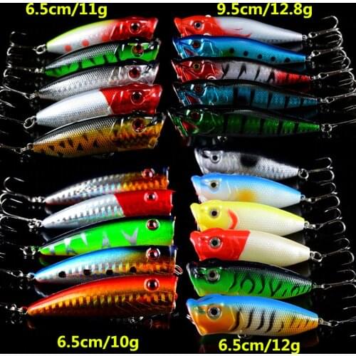 Hot 21pcs/lot Fishing Lures Lifelike Hard Baits Artificial Make Bass Crankbait Fishing Tackle Mixed 4 Model Popper Bait