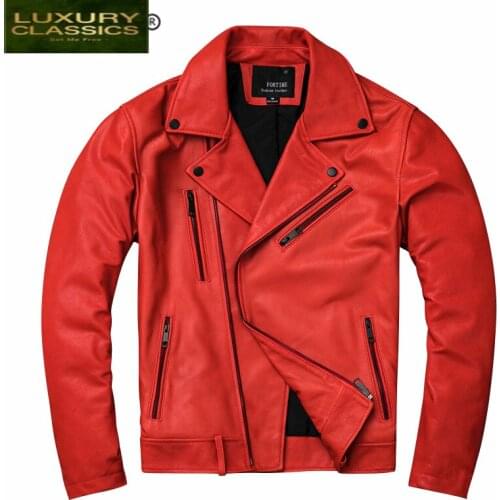 Leather Fashion Jacket Genuine Men Clothes 2021 Streetwear Mens Autumn Sheepskin Coat Casual Slim Fit Moto Jackets 1709