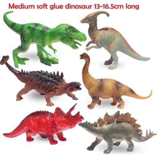 A set of 6 large soft rubber dinosaur models simulation Tyrannosaurus 16CM stegosaurus childrens toy birthday gift
